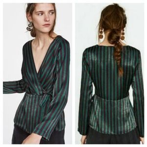 Zara Striped Wrap Blouse